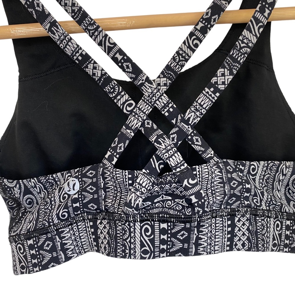 Lululemon Energy Bra Nulux Entwined Ice Grey Black Size 4 - Picture 6 of 10